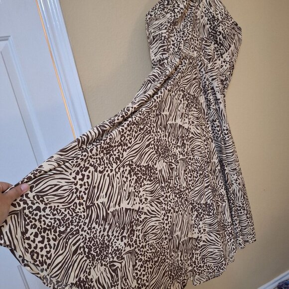 Ashley Stewart Womens Halter Neck Animal Dress Size 18W‎ Safari Summer Beachy - Picture 3 of 9